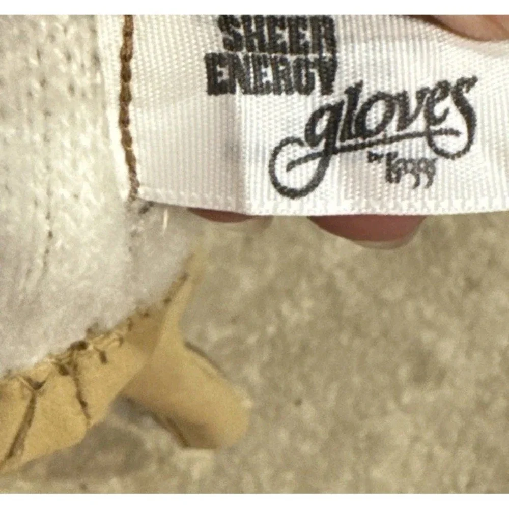 Vintage Sheer Energy Womens Beige lined driving gloves L'eggs  stretch One Size